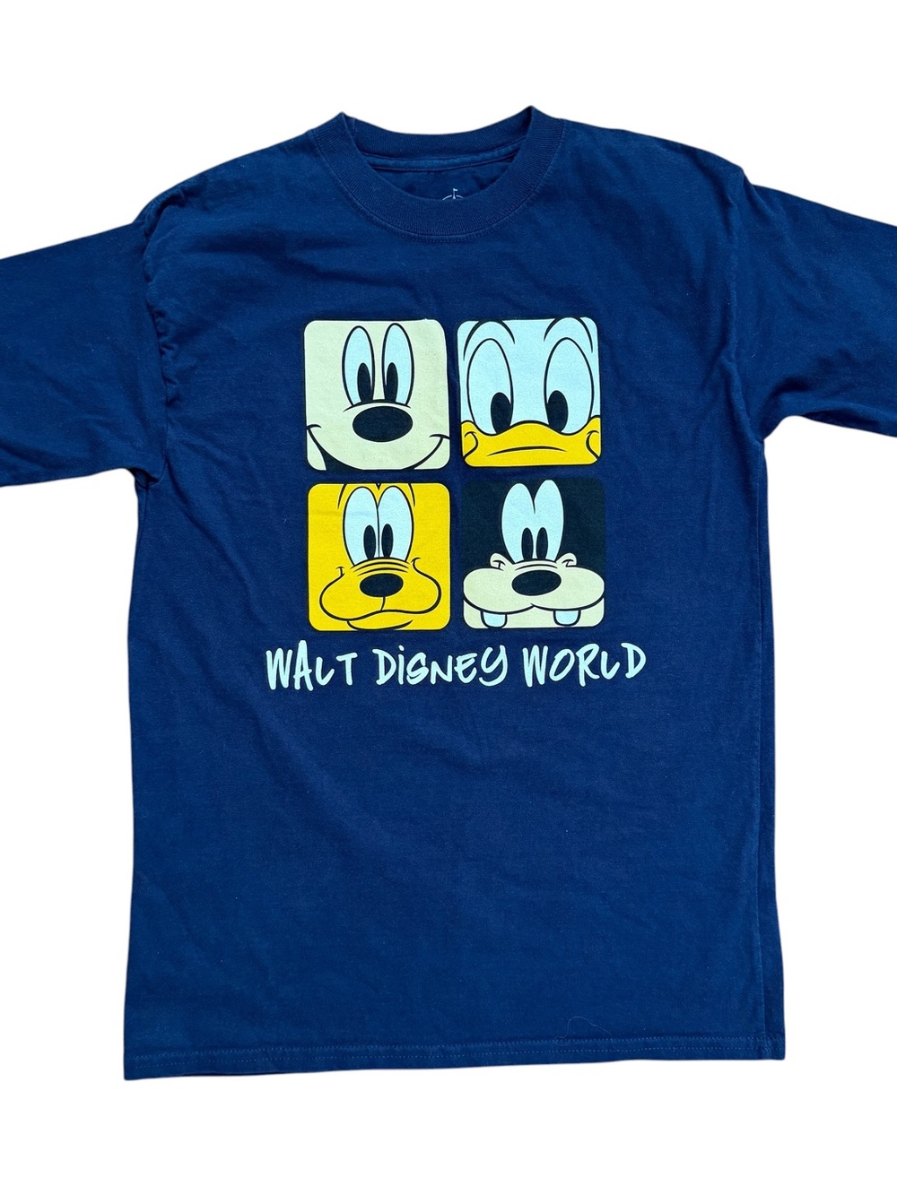Disney Walt Disney World Navy Graphic Tee with Character Squares Youth XL